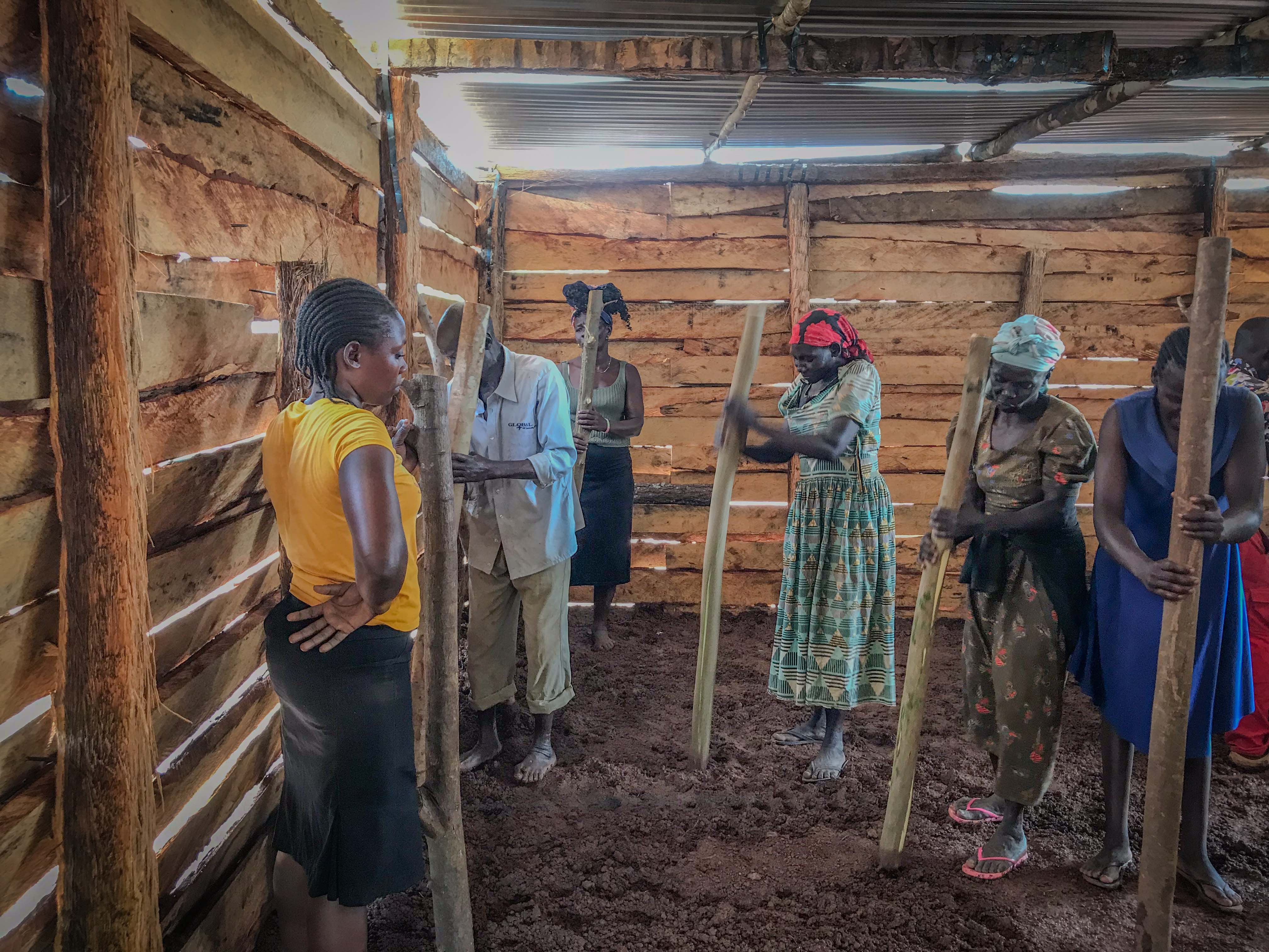 Women working on building construction